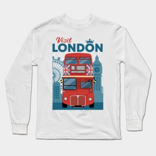 Visit london with bus red Long Sleeve T-Shirt